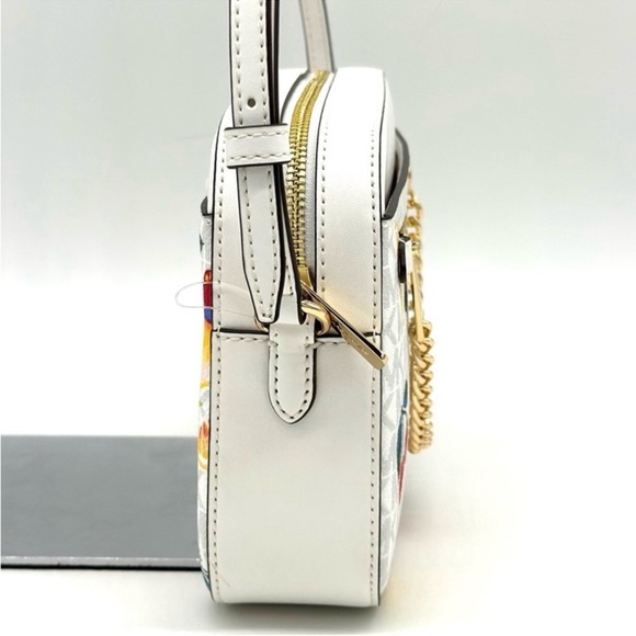 Michael Kors Large EW Zip Chain Xbody Crossbody Bag Optic White Multi - Picture 2 of 11